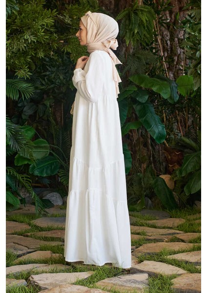 6614-BÜZGÜLÜ Berlin Elbise Beyaz modelleri