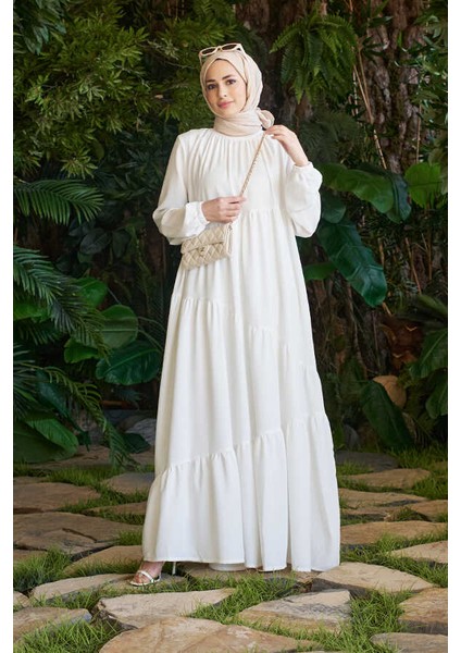 6614-BÜZGÜLÜ Berlin Elbise Beyaz indirimleri