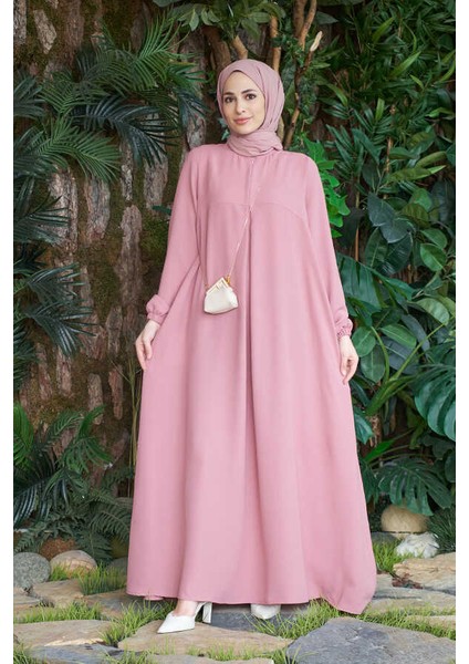 6482-BERLIN A Pileli Elbise Pudra fırsatları