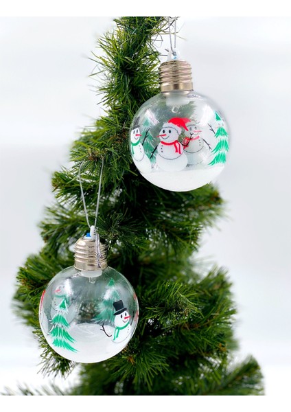 Yılbaşı Sevgili Kardan Adam Işıklı Lüks Koleksiyonluk Teraryum Fanus Çam Ağacı Top Süs Dekor Tekli