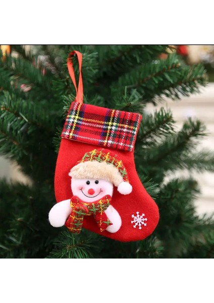 Yeni Yıl Yılbaşı Özel Peluş Kardan Adam Küçük Kese Çorap Hediye Snowman Kılıf Dekorasyon Çam Süs