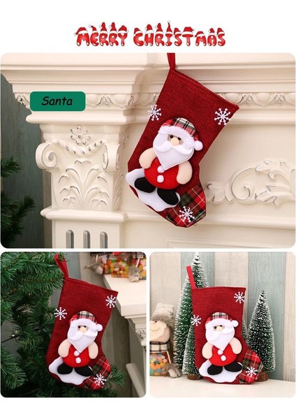 Yeni Yıl Noel Baba Yılbaşı Hediye Çanta Kese Çorap Dekorasyon Çam Süs Özel Tasarım Santa