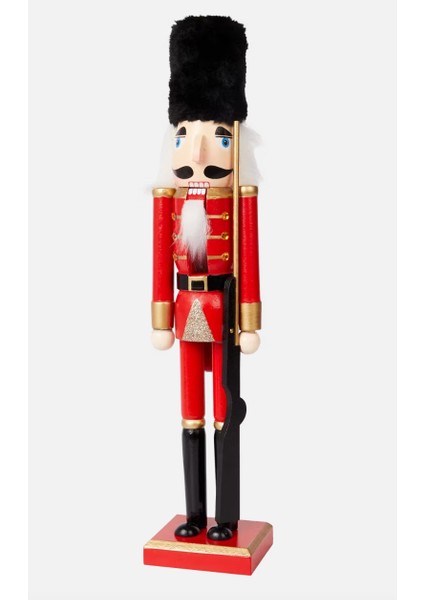 Yeni Yıl Yılbaşı Lüks Büyük Hareketli 40CM Koleksiyonluk Ahşap Fındık Kıran Asker Dekorasyon Süs