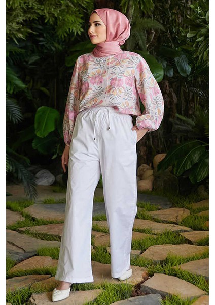 1105-LASTİKLİ Pantolon Beyaz fiyatları