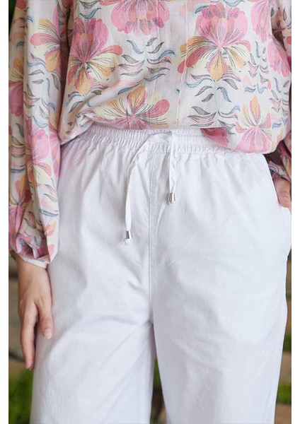 1105-LASTİKLİ Pantolon Beyaz modelleri