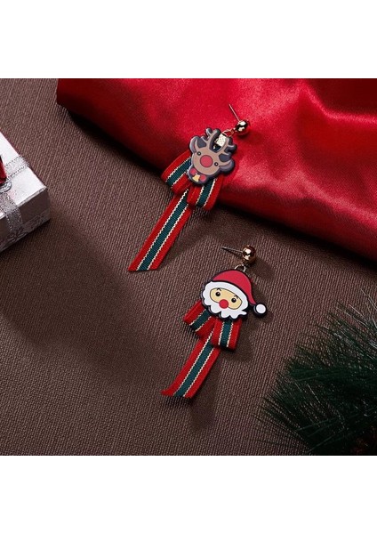 Yeni Yıl Yılbaşı Özel Gümüş Sarkıt Kurdele Sevimli Geyik Noel Baba Fiyonklu Küpe fiyatları