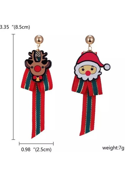 Yeni Yıl Yılbaşı Özel Gümüş Sarkıt Kurdele Sevimli Geyik Noel Baba Fiyonklu Küpe fırsatları