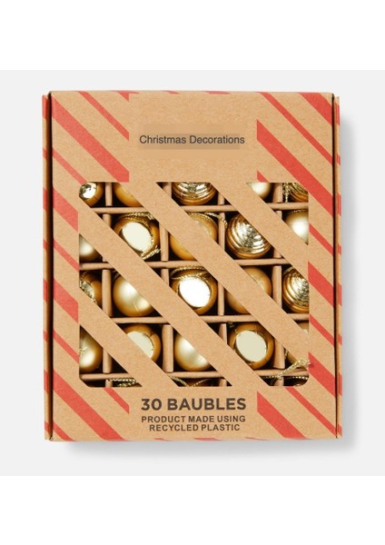 Yeni Yıl Yılbaşı Lüks Koleksiyonluk 30 Lu Mini Çam Ağacı Dekorasyon Top Seti Süs Gold Altın