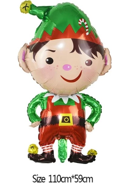 Yeni Yıl Yılbaşı Dekorasyon Özel Lüks Dev Büyük Boy Folyo Helyum Balon Sevimli Elf