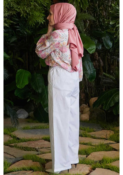 1105-LASTİKLİ Pantolon Beyaz indirimleri