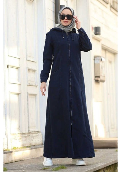 6463-KAPŞONLU Denim Ferace Lacivert