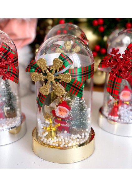 Yılbaşı Christmas Lüks Noel Baba Kar Küresi Çam Ağaç Geyik Dekorasyon Hediyelik Gold Altın