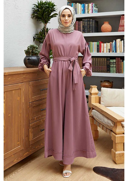6569-KREP Tulum Elbise Gül Kurusu