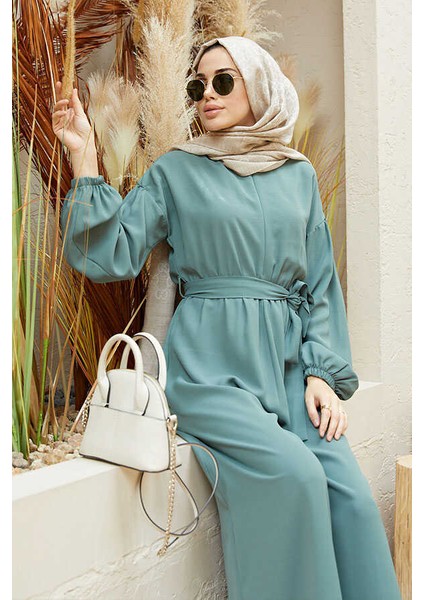 6569-KREP Tulum Elbise Mint Yeşili modelleri