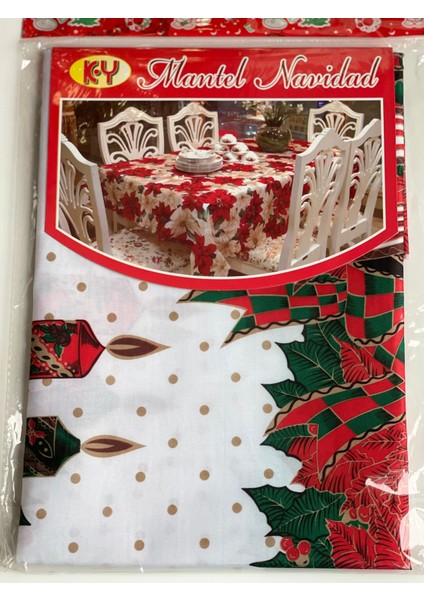 Yeni Yılbaşı Özel Lüks Sofra Sunum Dertsiz Leke Tutmaz Masa Örtüsü Puantiye Mum Desenli fiyatları