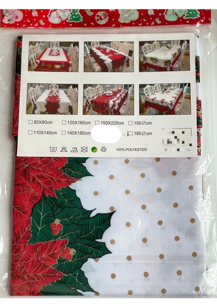 Yeni Yılbaşı Özel Lüks Sofra Sunum Dertsiz Leke Tutmaz Masa Örtüsü Puantiye Mum Desenli modelleri