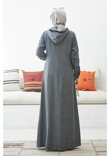 6463-KAPŞONLU Denim Ferace Gri fırsatları
