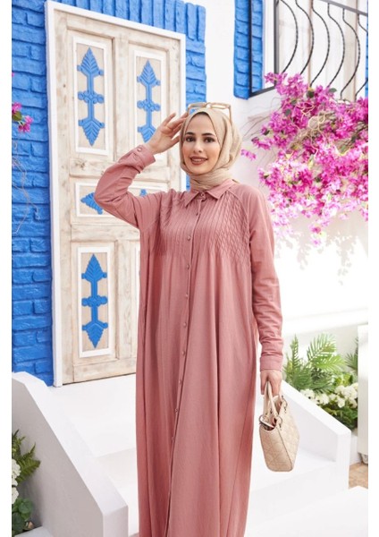 6502 - Ancelina Nervürlü Ferace Pudra