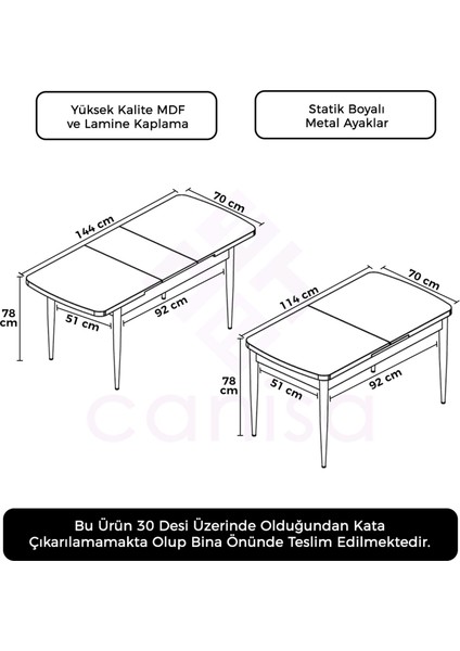 Han Serisi 70X114 Açılabilir Mdf Mutfak Masası