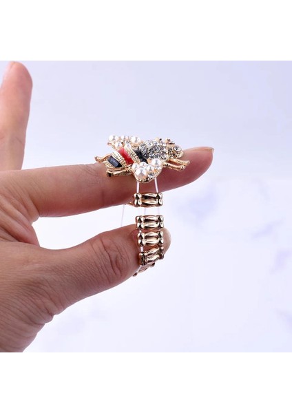 Lüks Trend Moda Büyük Arı Zikron Taşlı Incili Metal Gold Kaplama Yüzük Ayarlanabilir fırsatları