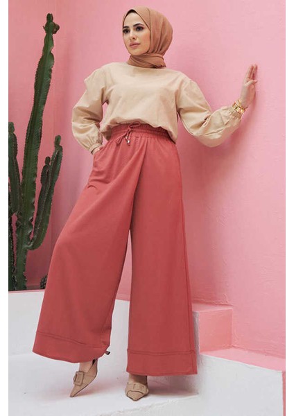 1155-ACELINA Pantolon Etek Gül Kurusu