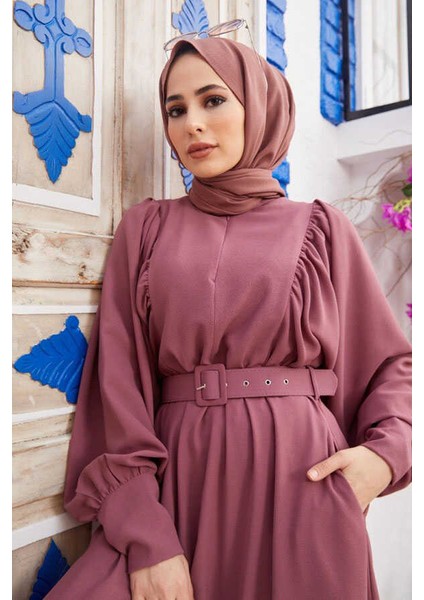6583-KREP Elbise Gül Kurusu