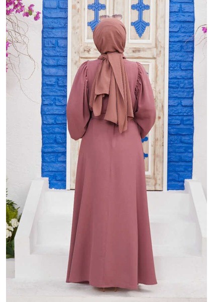 6583-KREP Elbise Gül Kurusu