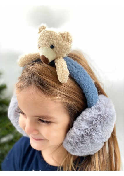 Peluş Pofuduk Ayıcık 3D Oyuncaklı Kulaklık Rüzgarlık Kulaklık Taç Çocuk Yetişkin