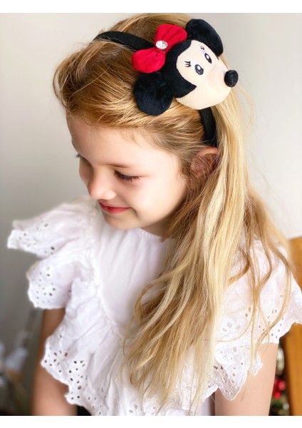 Sevimli Peluş Oyuncaklı Minnie Mouse Taşlı Taç Çocuk Yetişkin Tacı