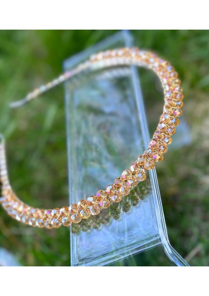 Yeni Trend 3 Katlı Kristal Kesme Taşlı Taç Metal Kadın Çocuk Tacı Parlak Hologram Bal Köpüğü Altın modelleri