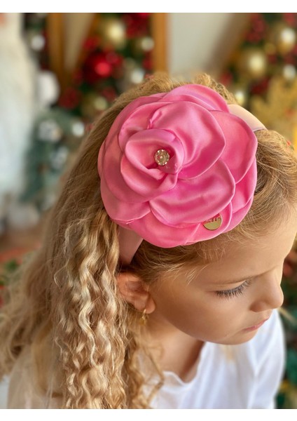Özel Tasarım Lüks Büyük Katmerli Pembe Saten Gül Kristal Taşlı Taç Kadın Çocuk Tacı modelleri