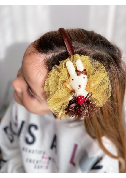 Oyuncak Peluş Tavşanlı Şirin Iri Tüllü Ponpon Taç Çocuk Tacı Sarı Kahverengi Saten fiyatları