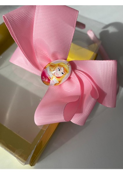 Prenses Princess Rapunzel Pembe Ince Saten Fiyonk Kurdele Taç Anne Kız Çocuk Bebek Saç Tacı