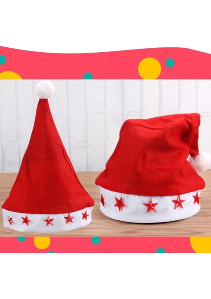 Yılbaşı LED Yıldız Işıklı Noel Baba Christmas Kırmızı Külah Şapka