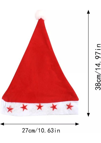 Yılbaşı LED Yıldız Işıklı Noel Baba Christmas Kırmızı Külah Şapka