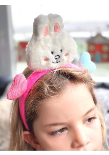 Sevimli Dev Büyük 3D Boyutlu Oyuncak Peluş Tavşanlı Taç Kalpli Çocuk Tacı