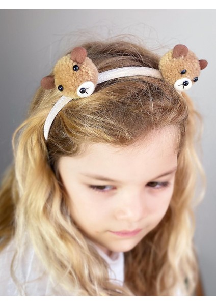 Pofuduk Pon Pon Peluş Ayıcıklı Ponpon Taç Teddy Ayılı Çocuk Tacı