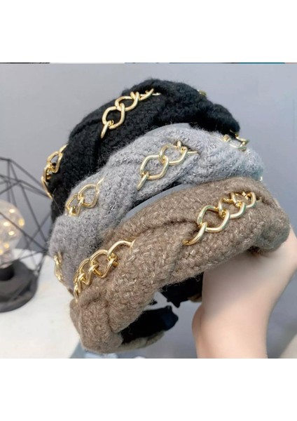 Yeni Sezon Moda Yün Örgü Metal Zincirli Lüks Taç Kahverengi fiyatları