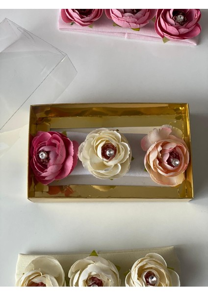 Beyaz Taşlı Kristal Yapay Gül Çiçekli Bebek Saç Bantları fiyatları