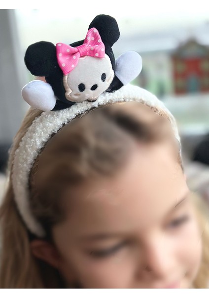 Sevimli Büyük 3D Boyutlu Oyuncak Peluş Minnie Mouse Fare Taç Fiyonklu Çocuk Kadın Tacı Beyaz fiyatları