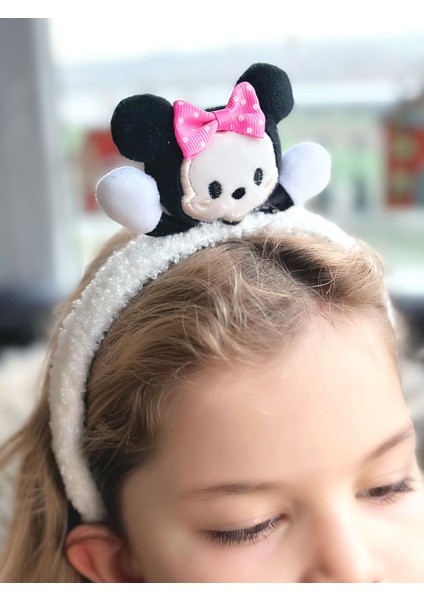 Sevimli Büyük 3D Boyutlu Oyuncak Peluş Minnie Mouse Fare Taç Fiyonklu Çocuk Kadın Tacı Beyaz modelleri