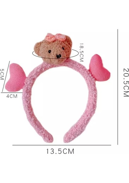 Trend Moda Pofuduk Peluş Oyuncak Ayıcıklı Taç Kadın Çocuk Tacı Ayılı Kalpli Pembe modelleri