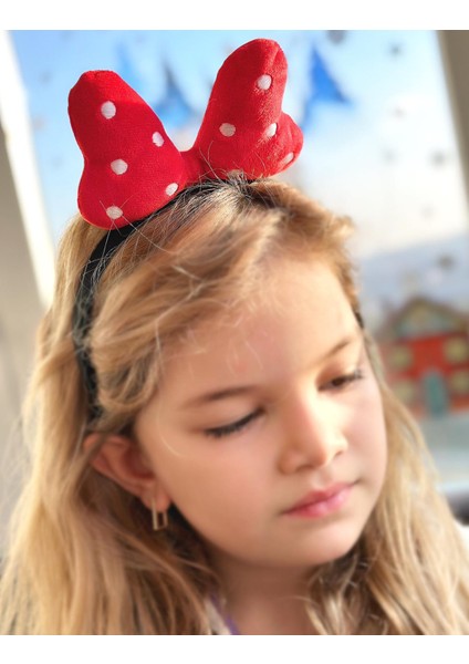 Sevimli Dev Büyük 3D Boyutlu Oyuncak Peluş Minnie Mouse Kırmızı Puantiye Fiyonk Taç Kadın Çocuk Tacı