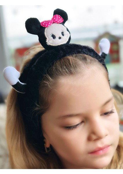 Peluş Oyuncak Minnie Mouse Fare 3D Boyutlu Yumuşak Lastikli Bebek Çocuk Kadın Bandana Saç Bantı