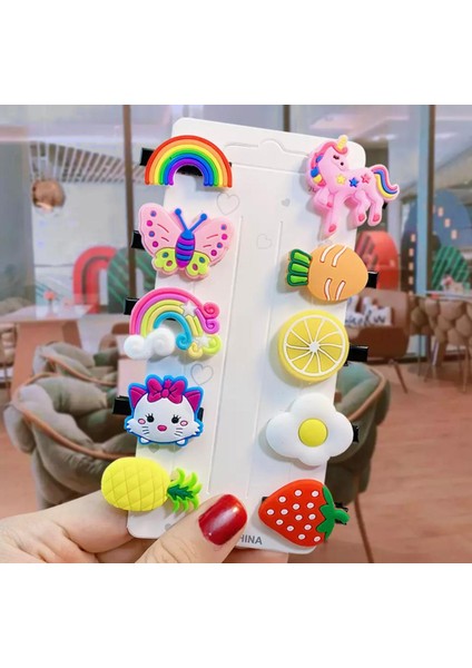 Unicorn Kelebek Gökkuşağı Kedi Meyve Bebek Çocuk Toka Seti