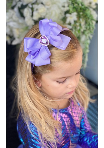 Özel Tasarım Lila Mor Kristal Taşlı Ikili Fiyonk Taşlı Taç Seti Çocuk Yetişkin fiyatları