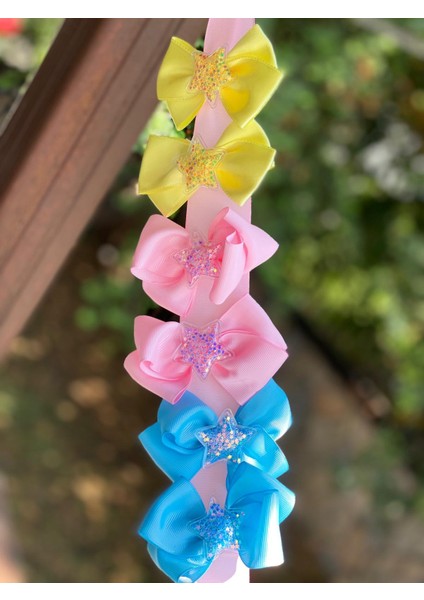 Sarı Pembe Mavi Simli Pullu Yıldızlı Mini Fiyonk Toka Seti 6’lı Metal Pensli fiyatları