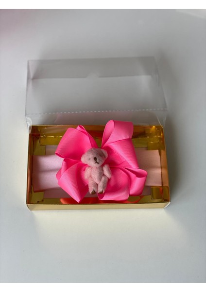 Neon Pembe Peluş Mini Ayıcıklı Fiyonk Kurdeleli Yumuşak Saç Bandı Bebek Tokası Band modelleri