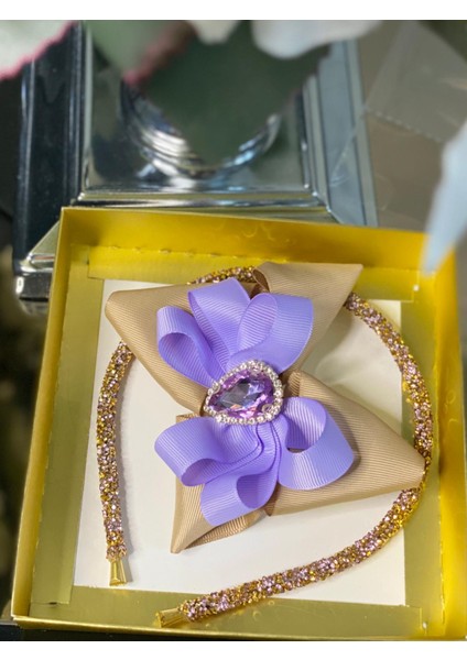 Karamel Lila Özel Tasarım Kristal Taşlı Pullu Tak Çıkart Broşlu Yetişkin Çocuk Taç fırsatları