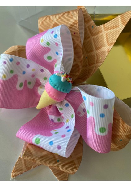 Renkli Ice Dondurma Figürlü Pembe Kornet Metal Klipsli Anne Kız Çocuk Tokası fiyatları